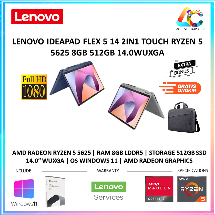 LENOVO IDEAPAD FLEX 5 14 2IN1 TOUCH RYZEN 5 5625 8GB | 16GB 512GB 14.0WUXGA
