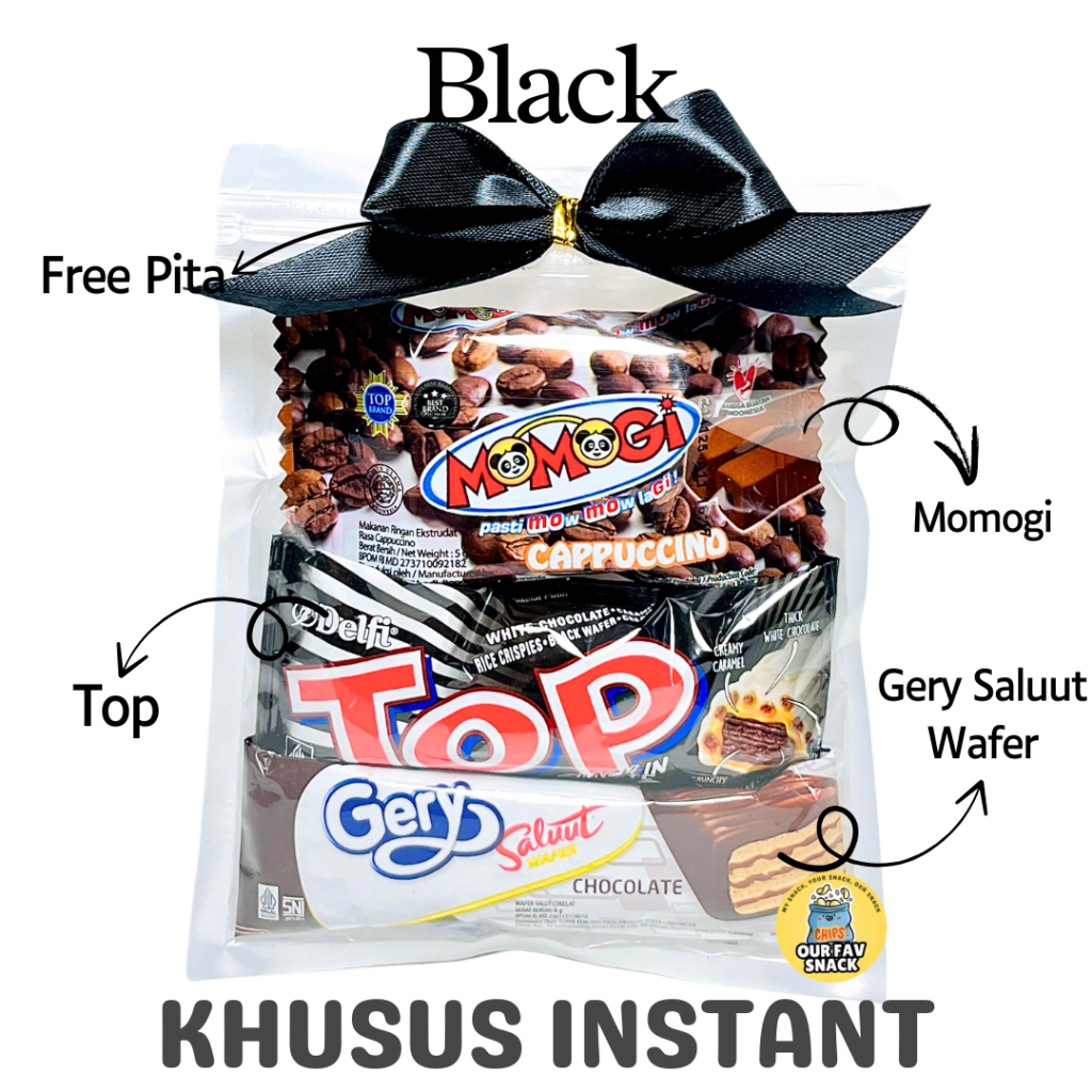 

KHUSUS INSTANT Mini Gift Snack Black and White 4ribu Freebies Snack Ultah Anniv Graduation