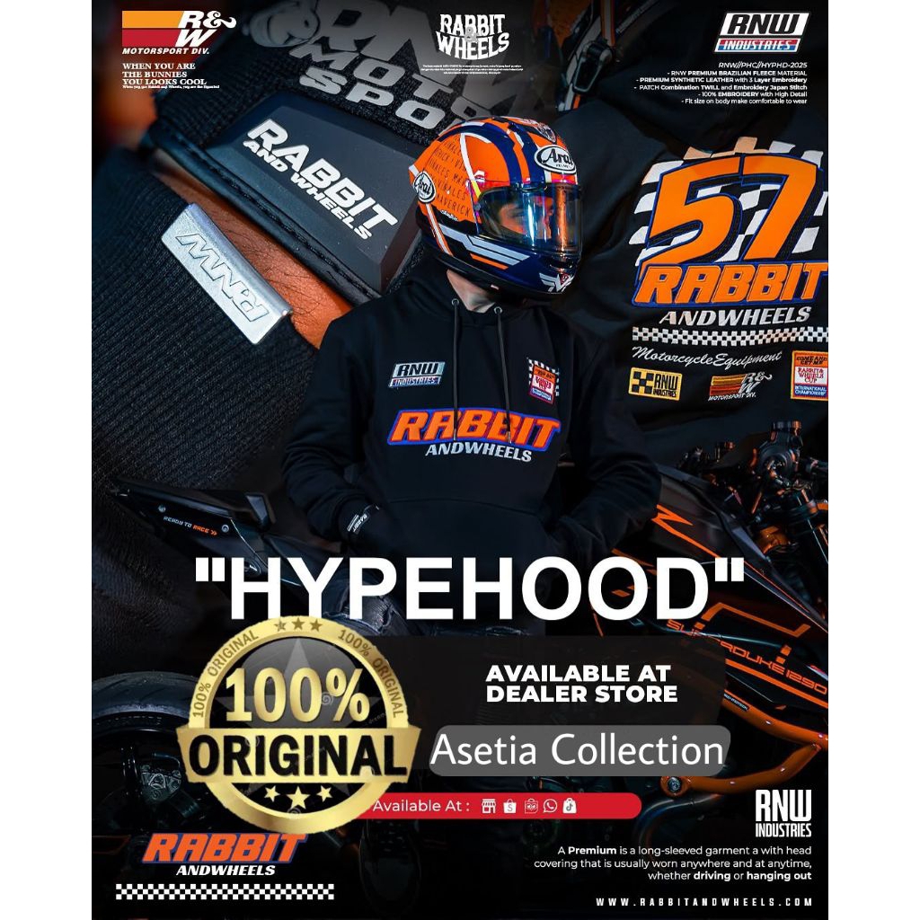 HOODIE RABBIT AND WHEELS | NEW | ORIGINAL RNW | VONTEGA | HYPEHOOD | TORQUE | EQUINOX | JARVIS | FIG
