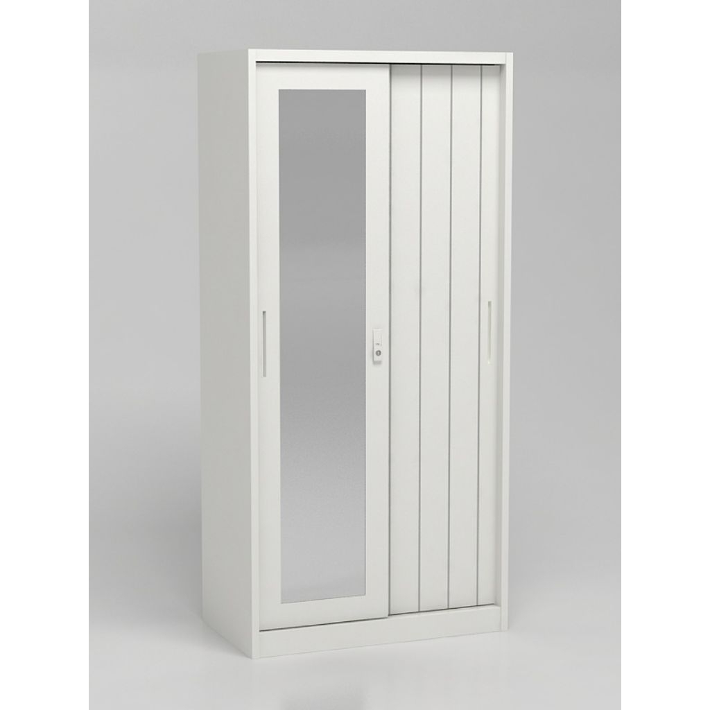 Lemari Baju Besi - Lemari Pakaian Besi Sliding / 2 Pintu uk.90cm