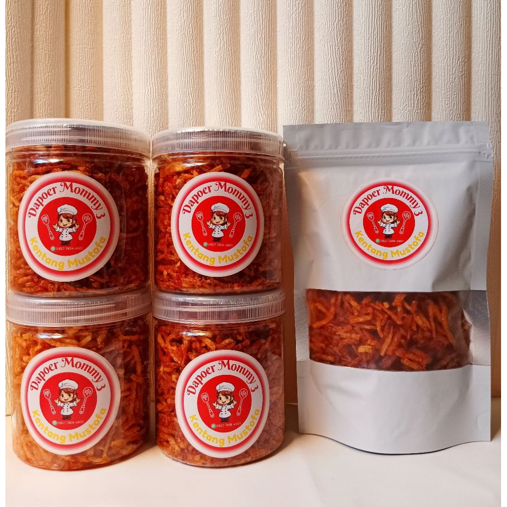 

PROMO!!! Paket Bundling 4 Toples Free 1 Pouch Kentang Mustofa Pedas Manis Uk Toples 600 ml