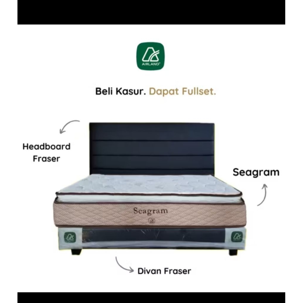 Kasur Springbed 160x200 Airland Seagram Spring Latex Pillow Top 28cm