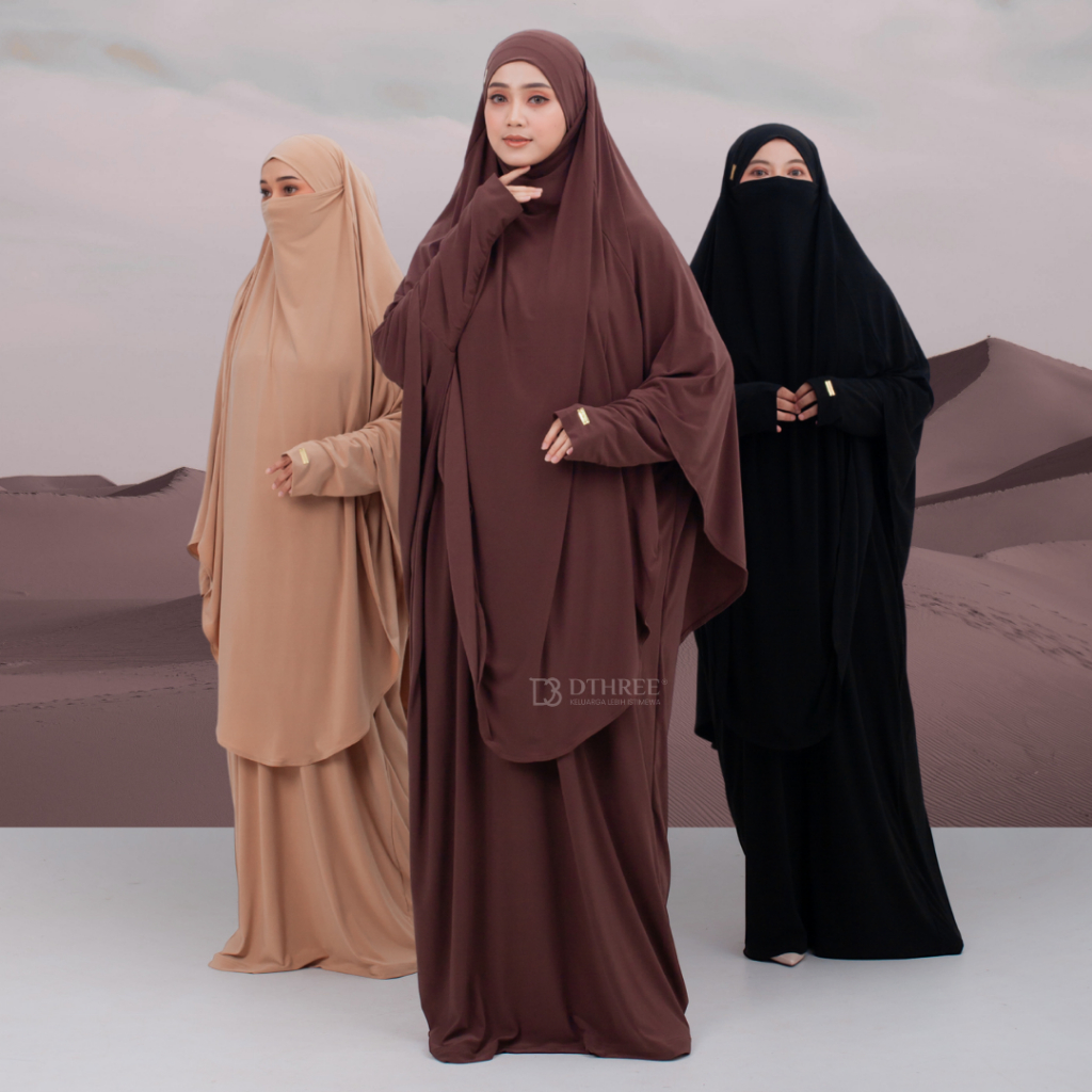 Dthree - Abaya Sahiera Set French khimar | Abaya Umroh & Haji French Khimar | Abaya Remaja Aesthetic