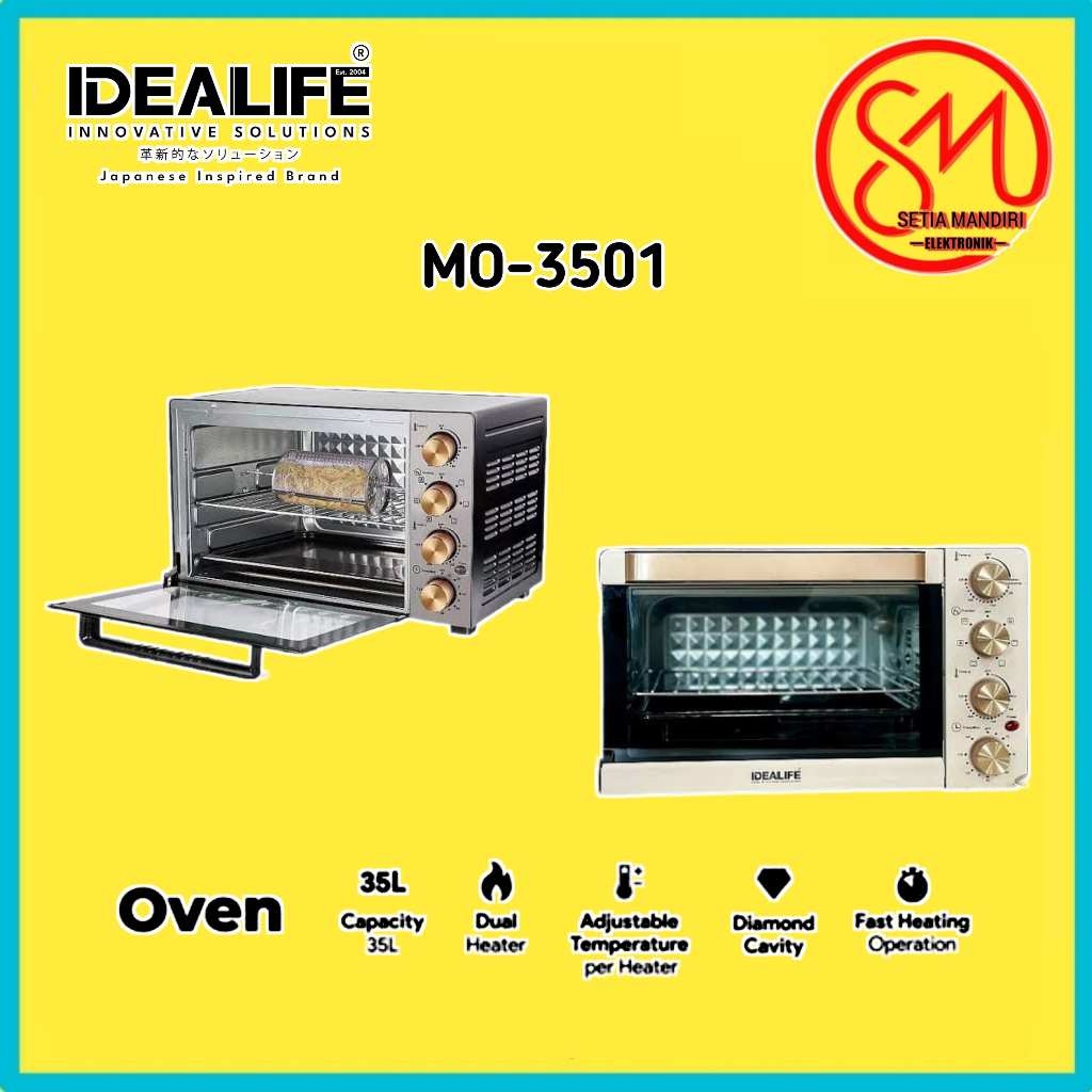 IDEALIFE MO3501 Oven Air Fryer 35 Liter Pemanggang Rotiserrie MO-3501 Panggang 35L