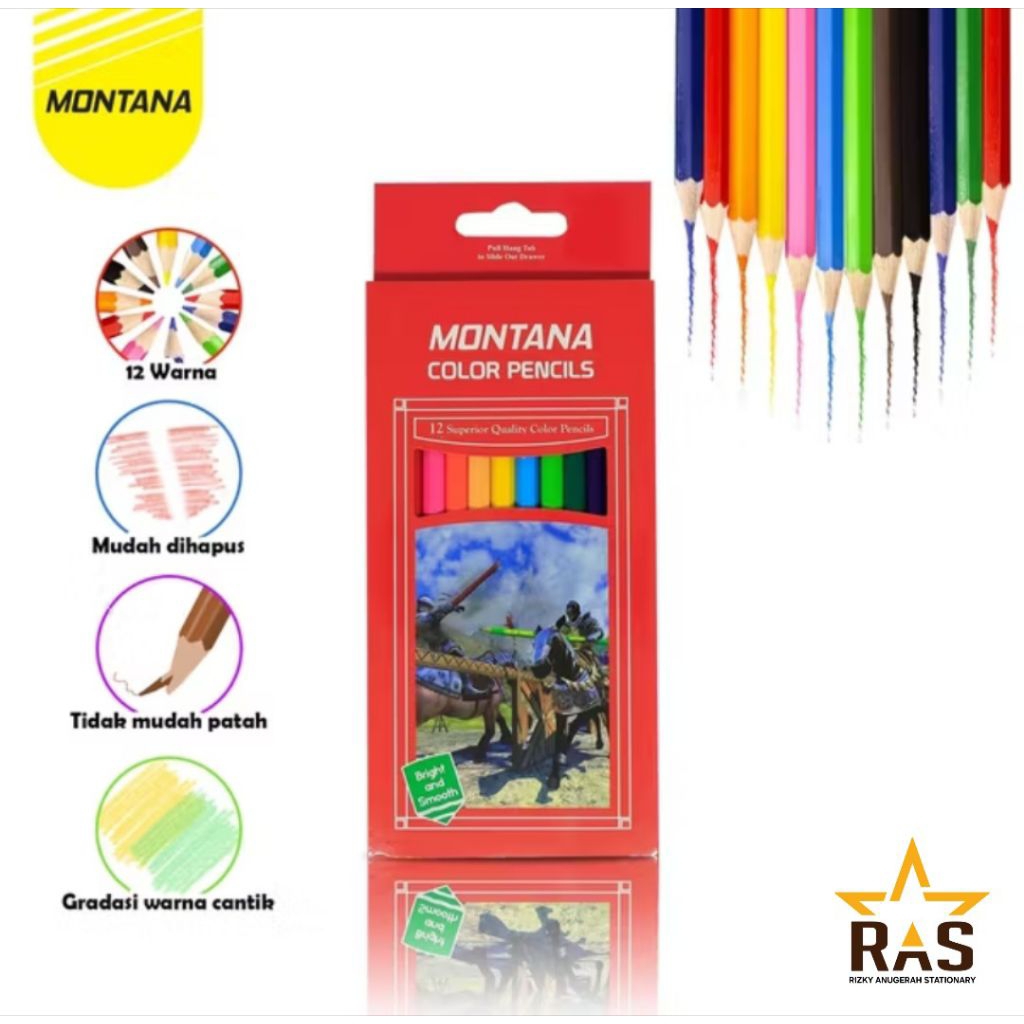 

Pensil Warna Montana TH-750 Panjang 12 / 24 Warna