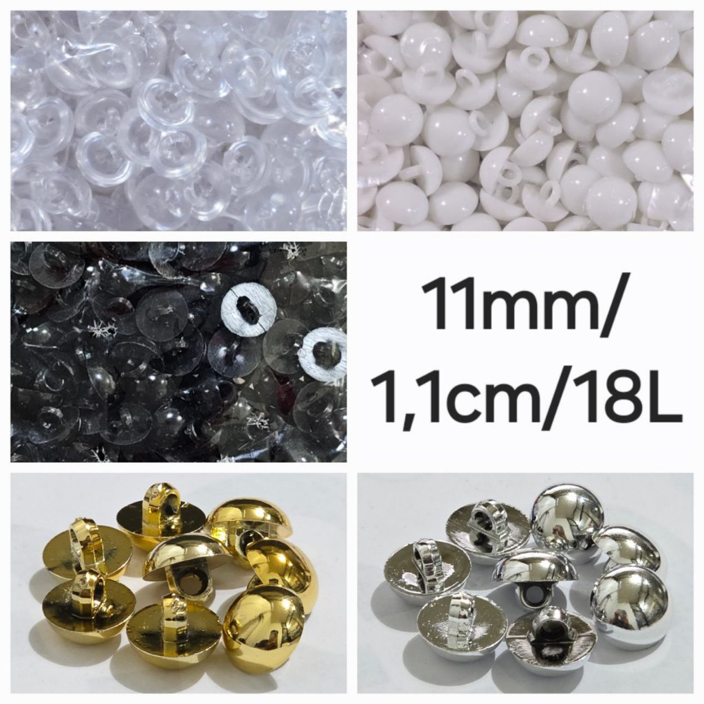 Kancing Baju Jamur Kristal 11mm/1,1cm/18L Kancing Hias Mutiara