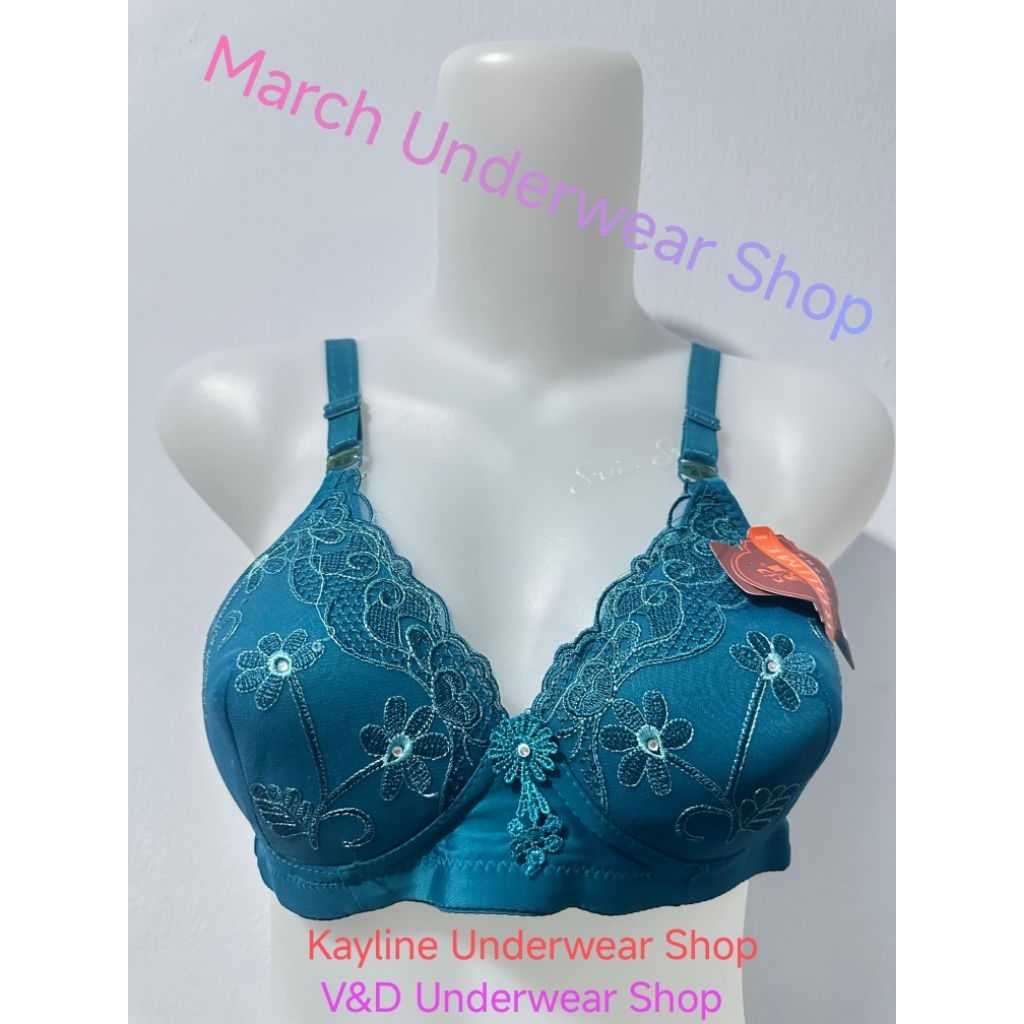 1 Pcs...Bra Wanita Premium ROUMEI Size 36-38-40-42 Brukat/Renda/Bordir Biru Tosca