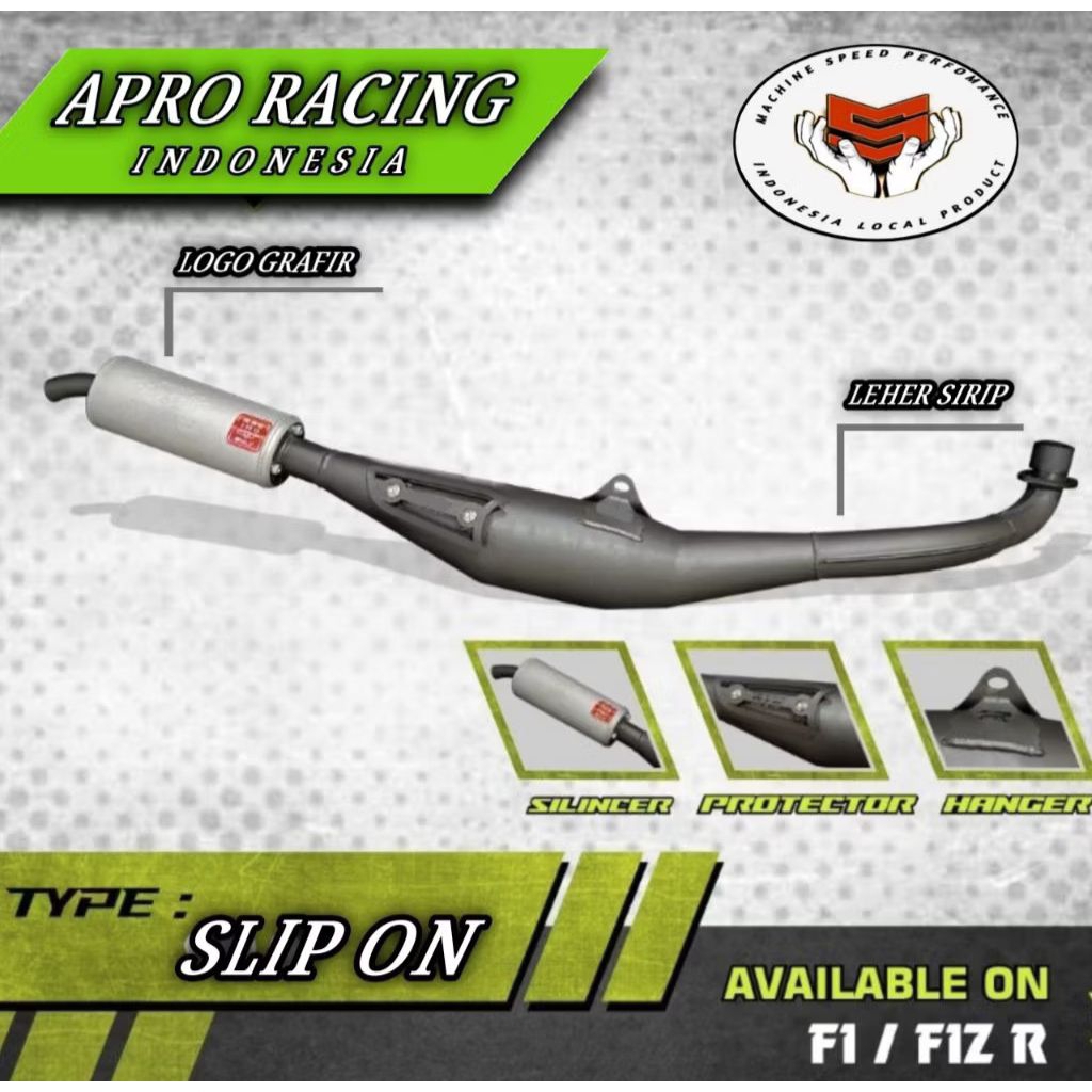 KNALPOT STANDAR RACING FIZR FIZ R LEHER SIRIP SLIP ON MREPET PADET ORIGINAL APRO BUKAN RTX EL9 VND