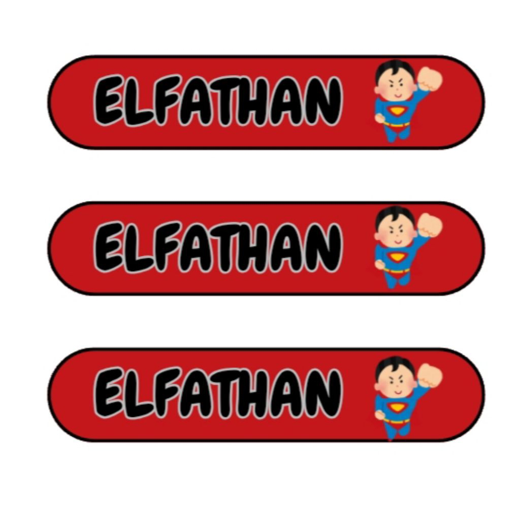 

65 pcs sticker nama Costum ukuran 1.5 cm x 7 cm