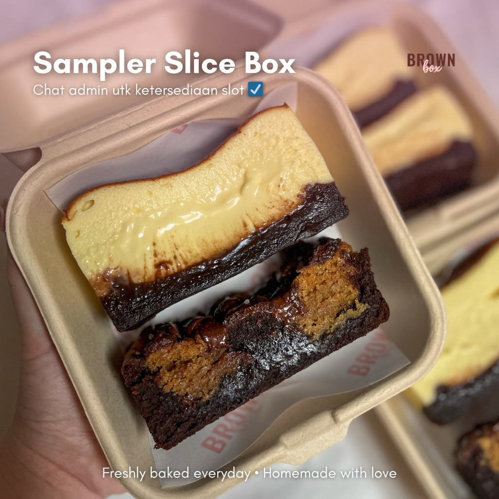 

Sampler Slice Box | Basque cheesecake brownies | Classic Brookies