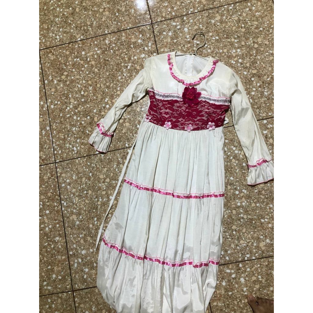 Preloved gamis anak putih pink