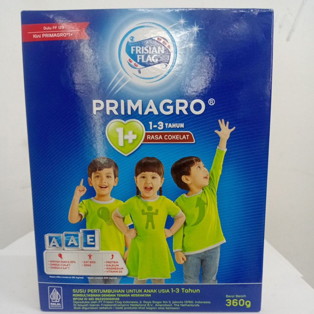Frisian Flag Primagro 1+ - Susu anak usia 1-3 tahun rasa coklat 360g