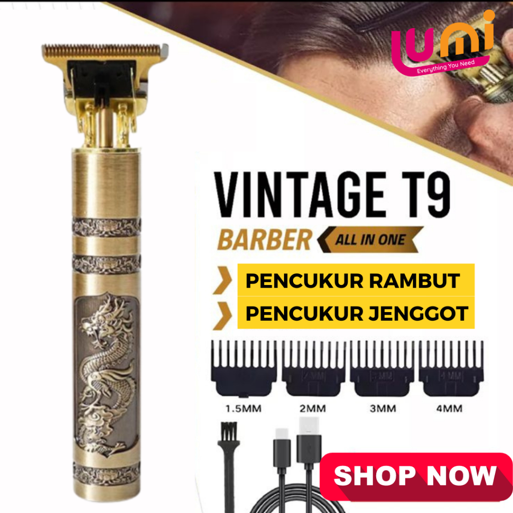 Alat Cukur Rambut Vintage T9 Motif Naga Trimmer Sh