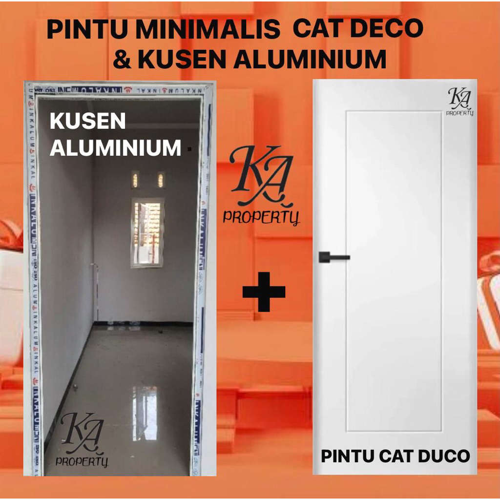 PINTU MINIMALIS DUCO + KUSEN ALUMINIUM | SATU SET PINTU MINIMALIS