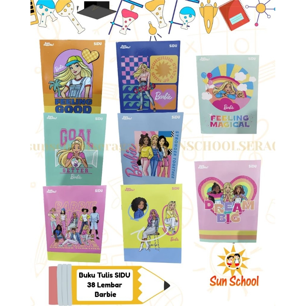 

Buku Tulis SIDU 38 Lembar 21x16cm uk. standar. Hotwheels Barbie Disney
