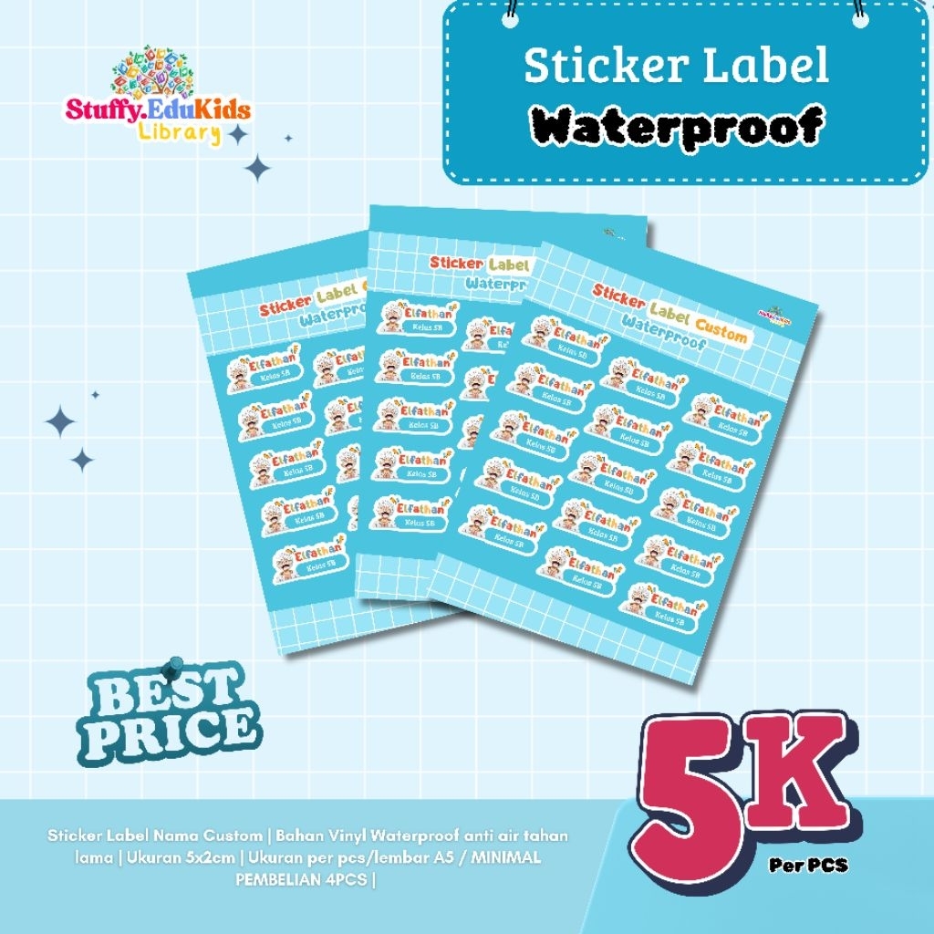 

Sticker Label Nama Custom Desain A5 Murah Meriah