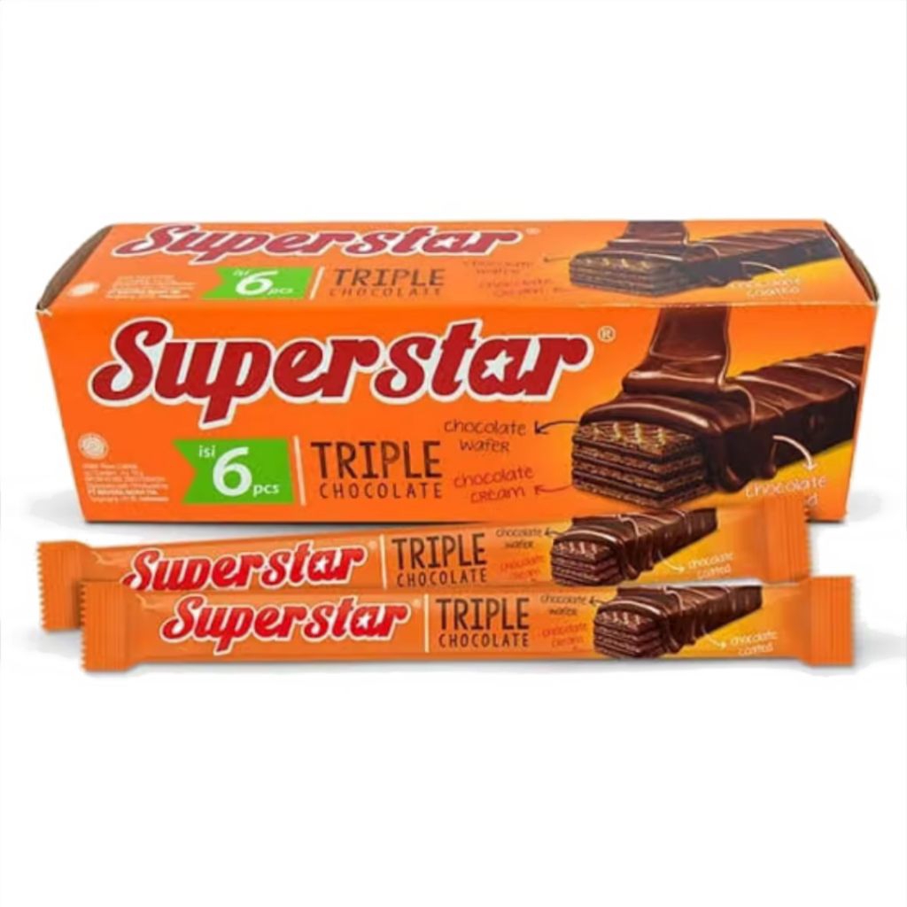 

Wafer Renyah Superstar Cokelat 1 Box Isi 18 Pcs - Wafer Renyah Superstar Cokelat