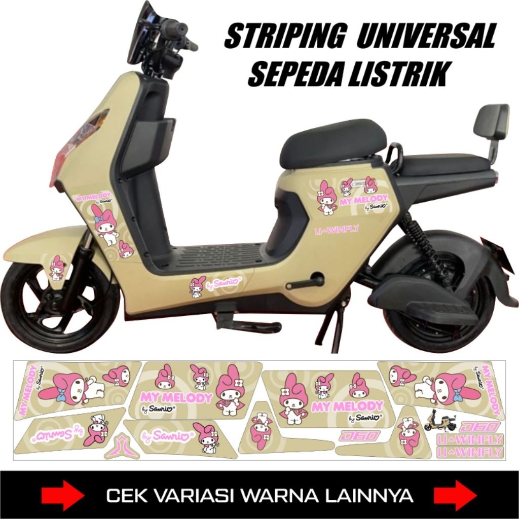 Striping Universal Sepeda Listrik Anak Motif Sanrio / Stiker All tipe Speda Listrik Uwinfly / Akseso