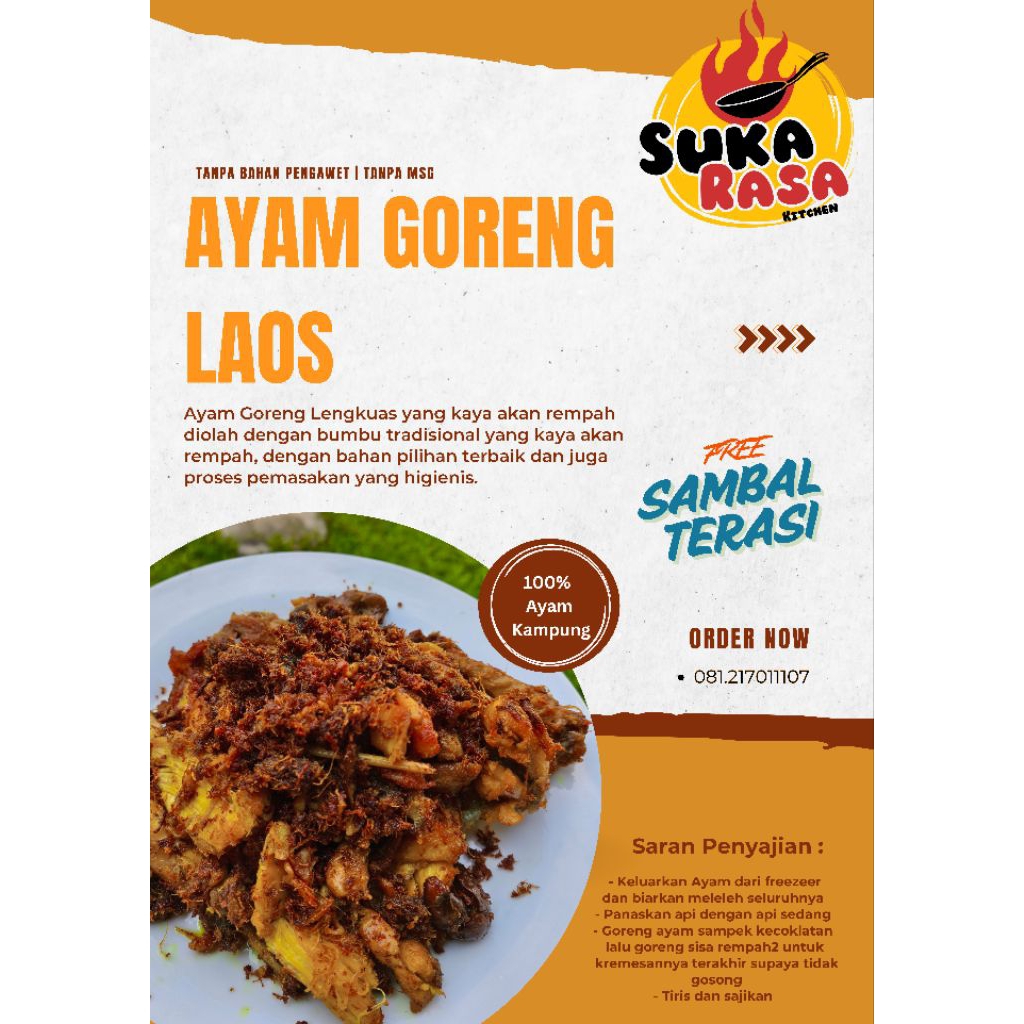 

Ayam Goreng 1ekor Laos Vacuum Packed Fresh! Free sambal ( ayam kampung )