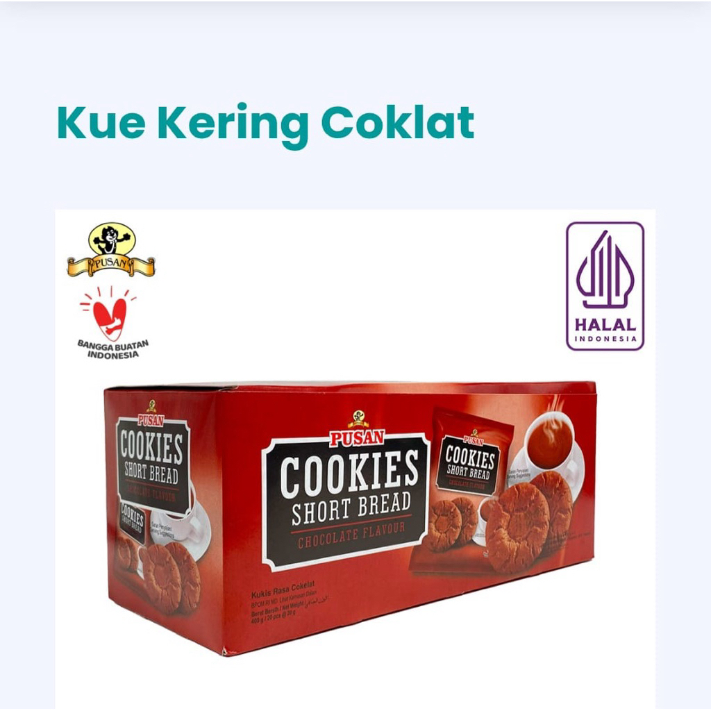 

Cookies Shortbread Kue Kering Pusan | Cokelat, Vanilla, Kelapa, Cappucino- Isi 20/pack HALAL