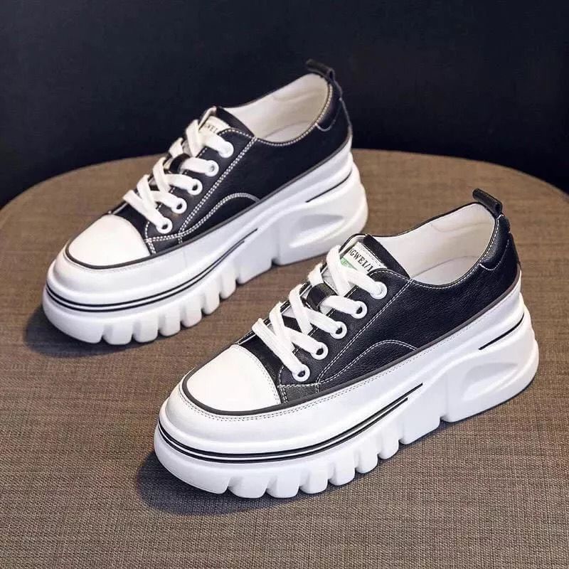 HR.Luxe Sepatu Wanita Canvas Bertali Fashion Import Korea Sneakers Wanita Hak Tinggi Fashionable