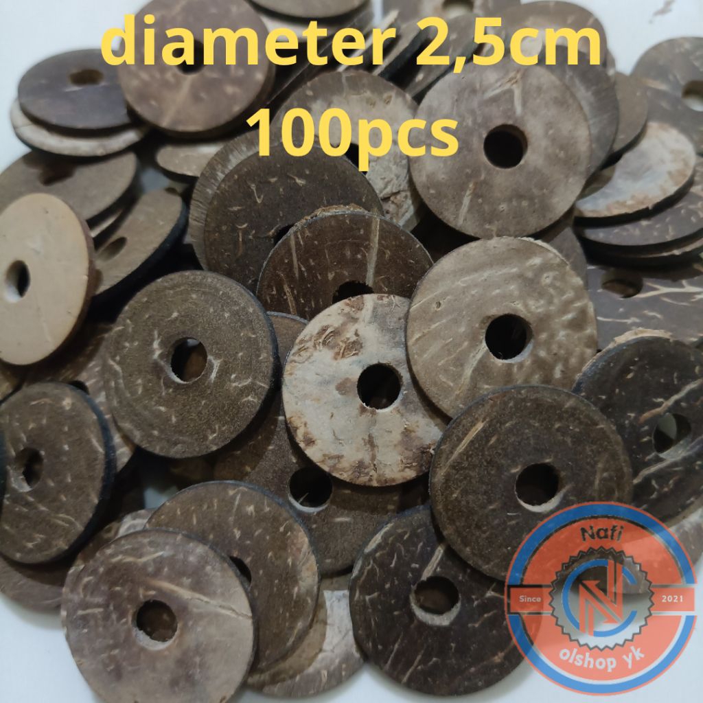 kancing batok kelapa lubang 1 diameter 25mm | kancing tempurung kelapa