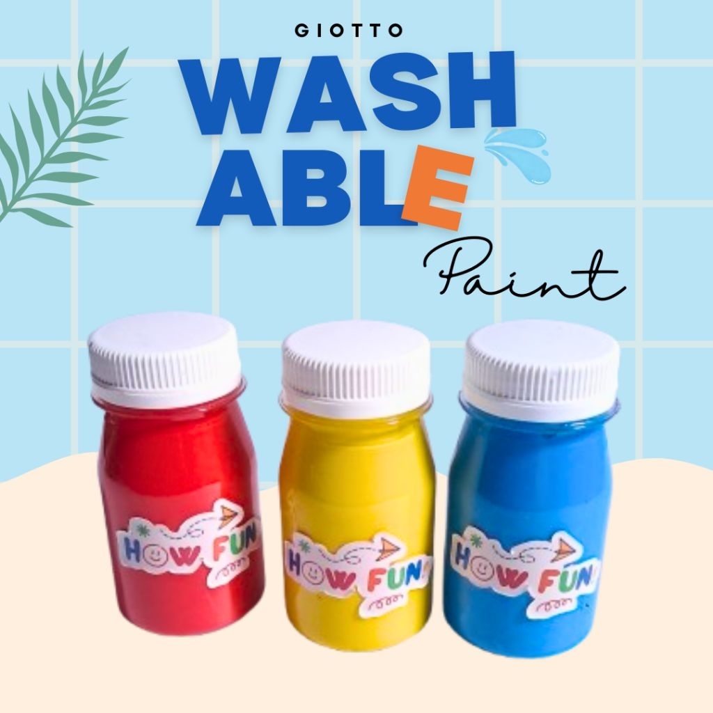 HOW FUN Cat Washable Giotto Anak Mudah Dibersihkan untuk Finger Painting dan Melukis