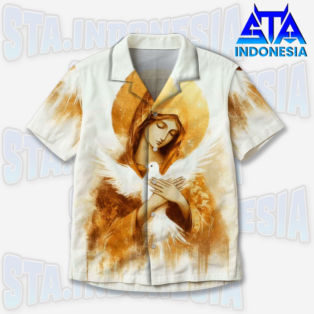 STA Kemeja Hawaiian Bunda Maria Unisex - Baju Rohani Merpati Kudus | ST-156