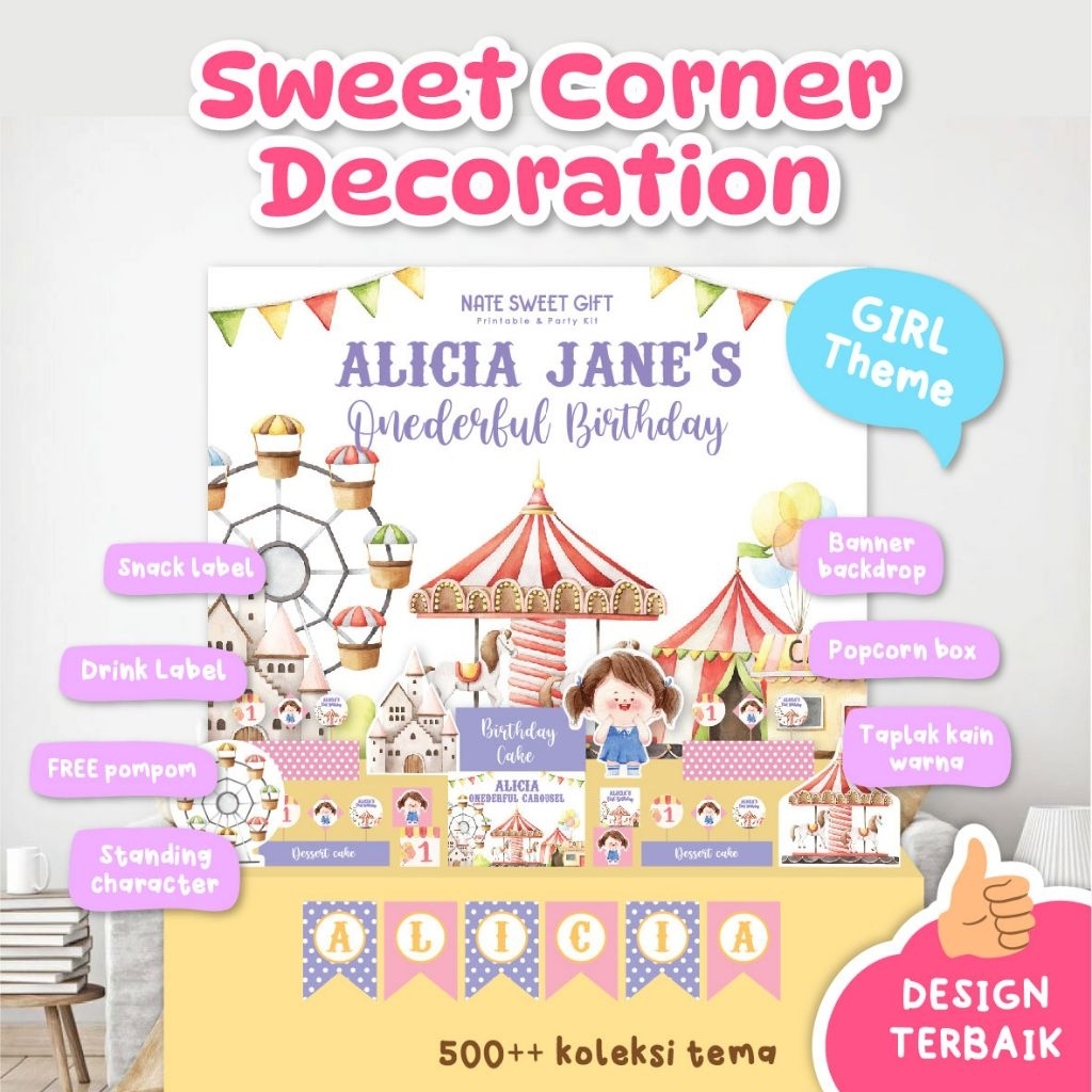 

Sweet Corner GIRL Birthday Decoration - Dekorasi Ulang Tahun