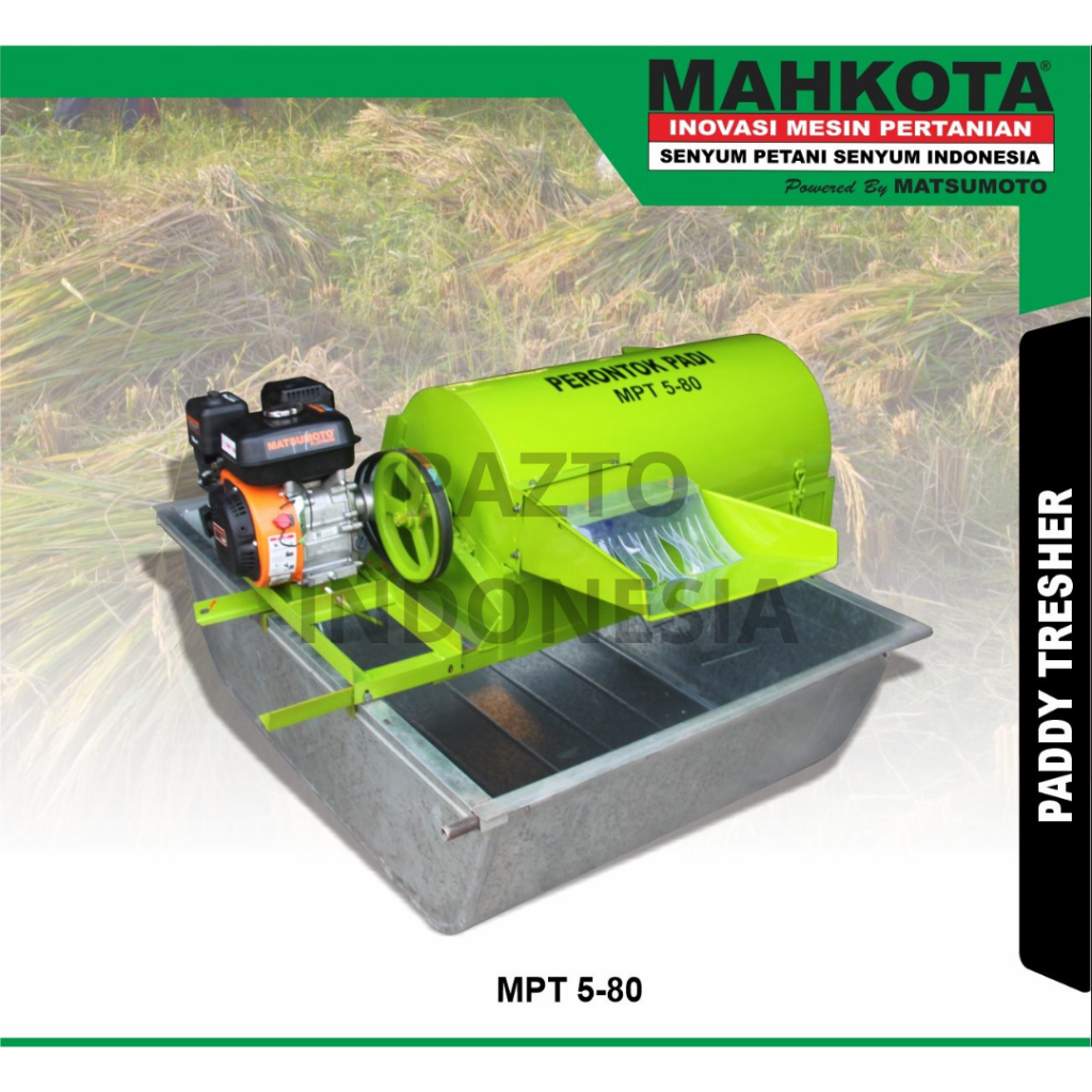 MESIN PERONTOK PADI + TRAY NAMPAN MAHKOTA MPT 5-80 ORIGINAL