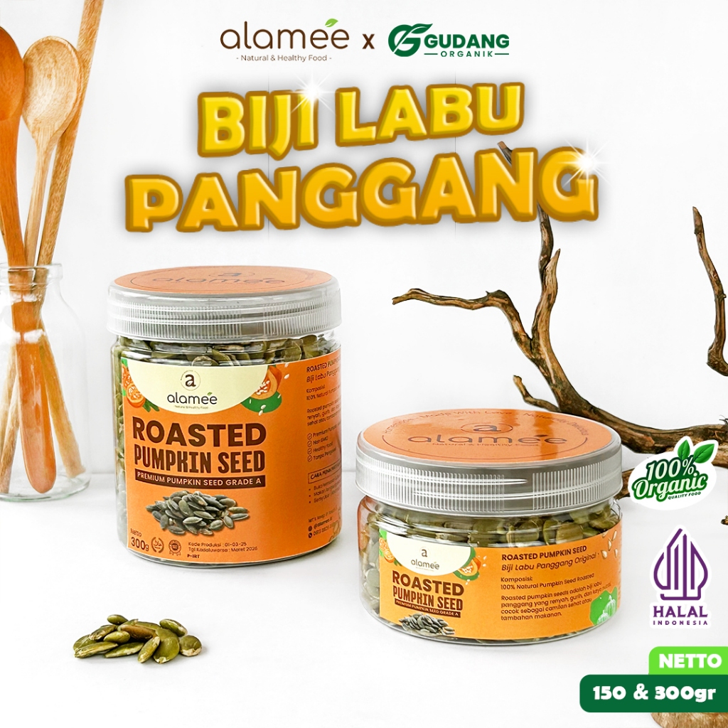 

ALAMEE Roasted Pumpkin Seed Biji Labu Pepita Kupas Panggang Matang Siap Makan Natural 300gr
