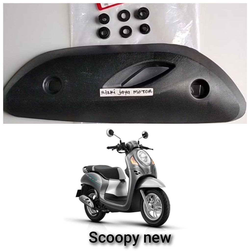 Pelindung knalpot cover tutup knalpot scoopy k2f 2021 sudah ada seal+bus besi tinggal pasang ori ENR