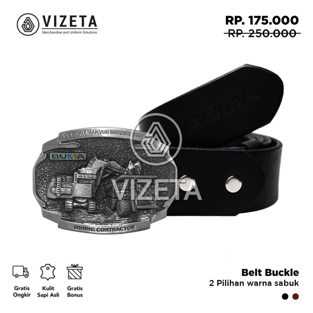 Sabuk Tambang Buma Gesper Casual Ikat pinggang dari Kulit Asli by Vizeta