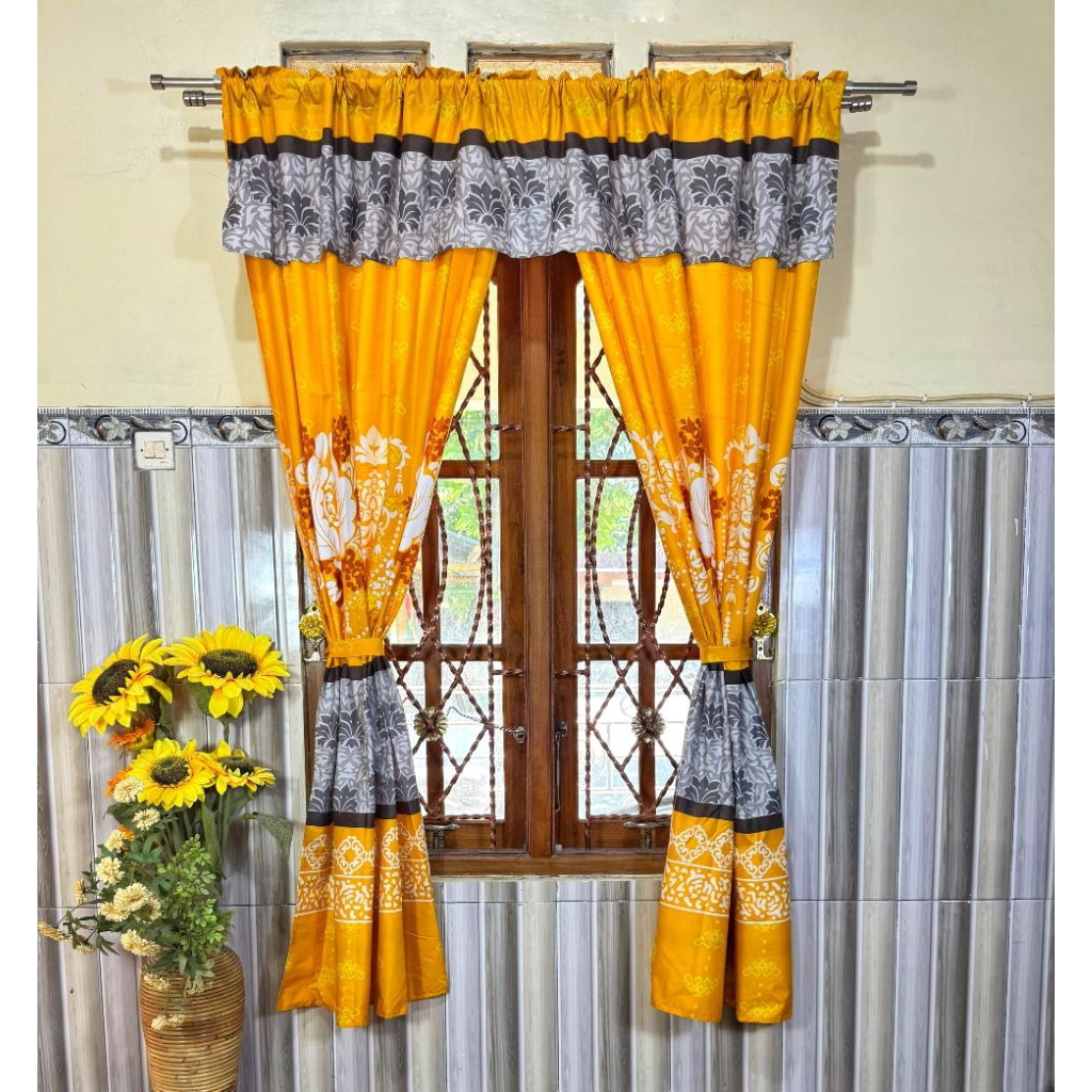 Gorden Pintu Serut ukuran 100x200 / Gorden Embos Polos Bahan Katun Disperse ( free tali pita)