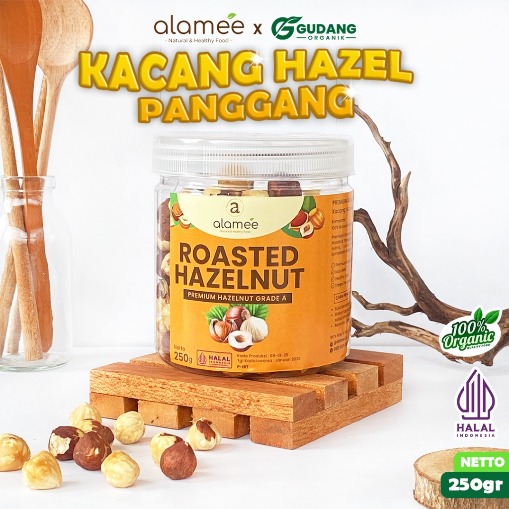 

ALAMEE Kacang Hazelnut Panggang Hazelnut Roasted Cemilan Sehat Rendah Kalori Kacang Kemiri 250gr