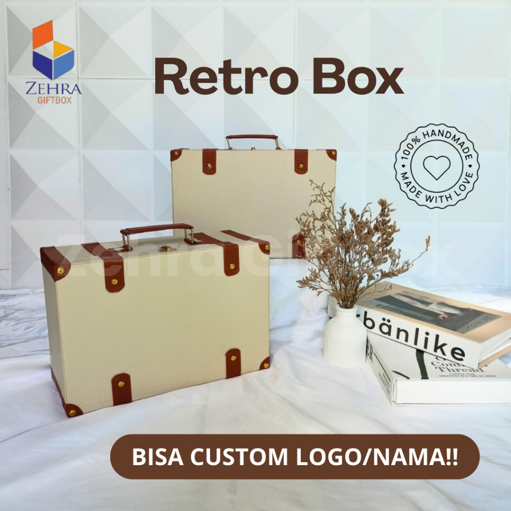 

Hardbox Hampers Ulang Tahun Anak Premium | Box Retro Kulit Sintetis Cream Uk. 25 X 18 X 10