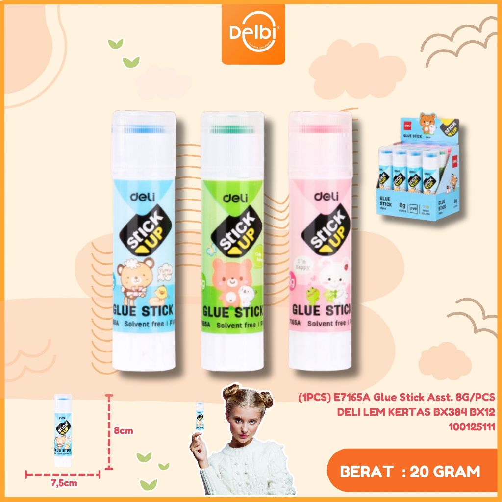 

Deli Lem Glue Stik Kinerja Perekat yang sangat kuat tidak beracun sesuai dengan EN-71 E7165A" (1PCS) E7165A Glue Stick Asst. 8G/PCS