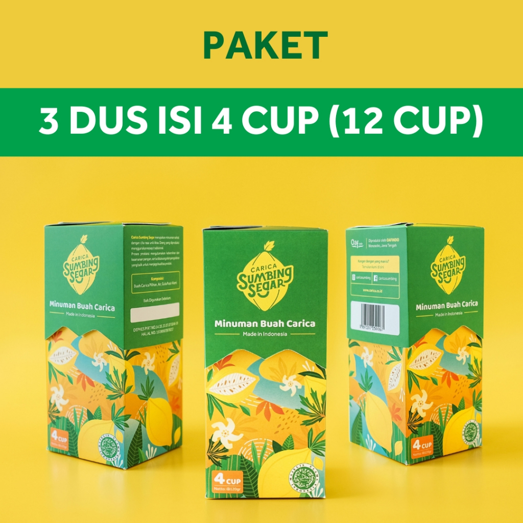

Carica Sumbing Segar Paket 3 Dus isi 4 Cup Khas Dieng Wonosobo Premium