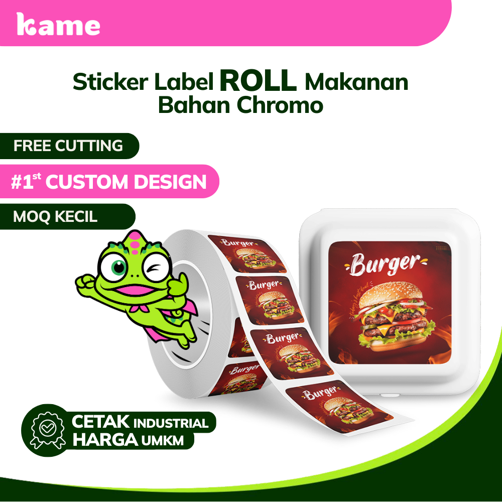 

Sticker Label Roll Kemasan Makanan | Sticker Roll Custom | Bahan Chromo