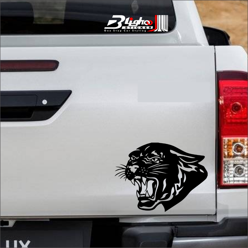 Blighoo - Cutting Sticker Macan Kumbang 25cm Kaca Mobil Unik Stiker Mobil Black Panther Tiger Harima