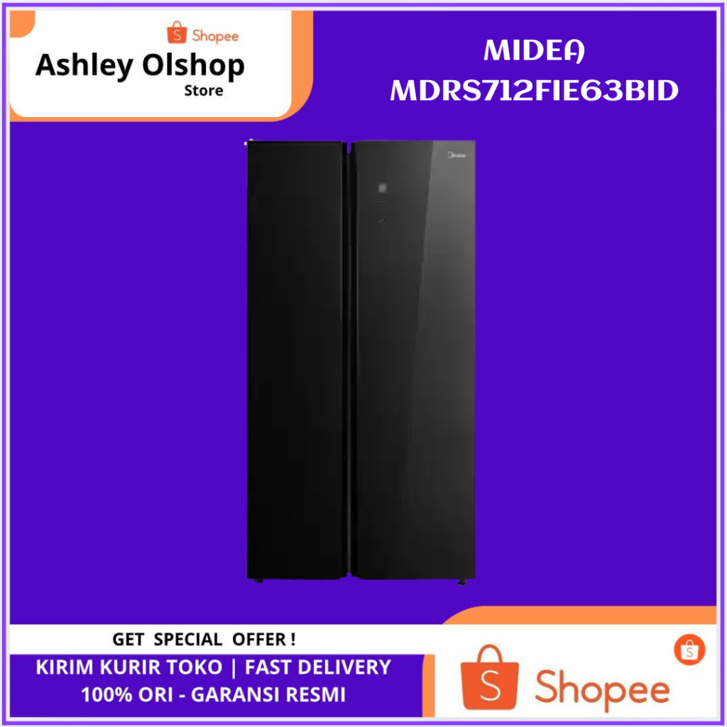 Kulkas Midea Side by Side MDRS712FIE63BID 548 Liter Kulkas Midea Inverter - Hitam