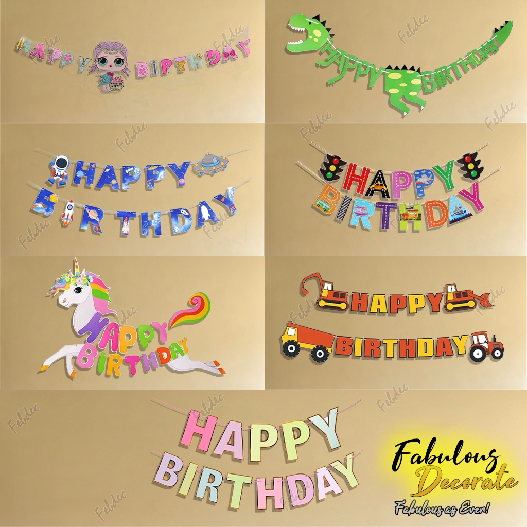 Fabulous Decorate Banner Rangkai karakter Dinosaurus / Banner Traffic / Banner Unicorn / Banner Past