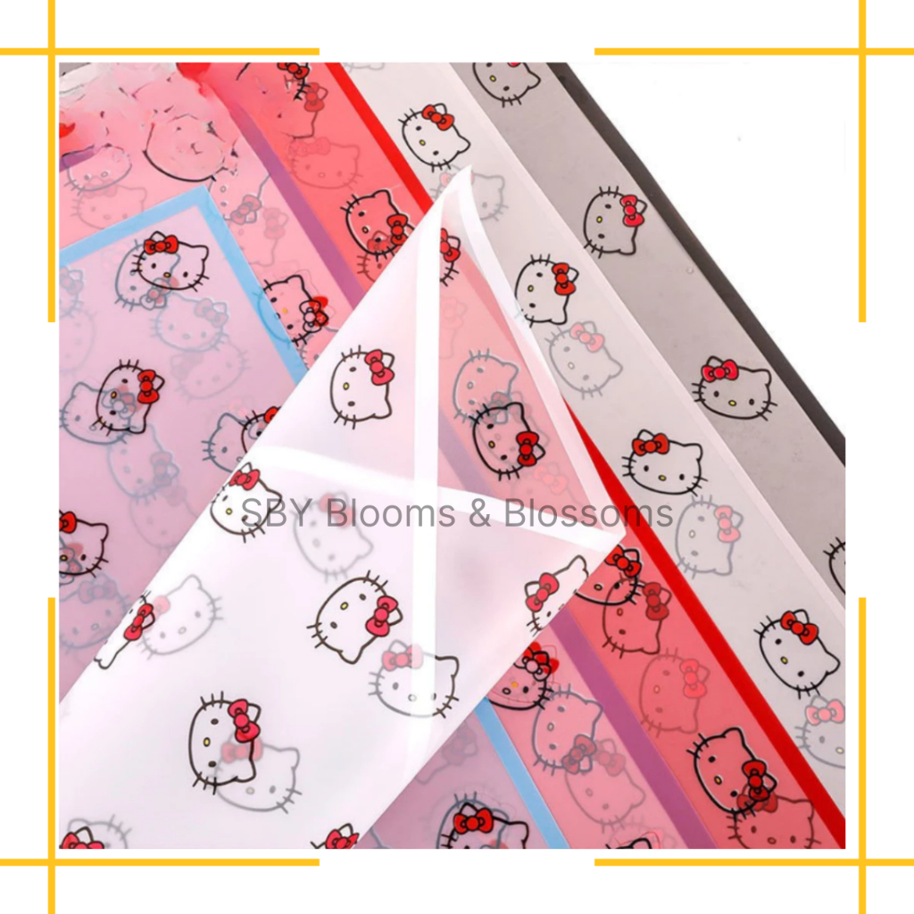 

KB81 Kertas Kado Motif HELLO KITTY Flower Wrapping Cellophane Ecer Kertas Buket Bunga Hand Bouquet