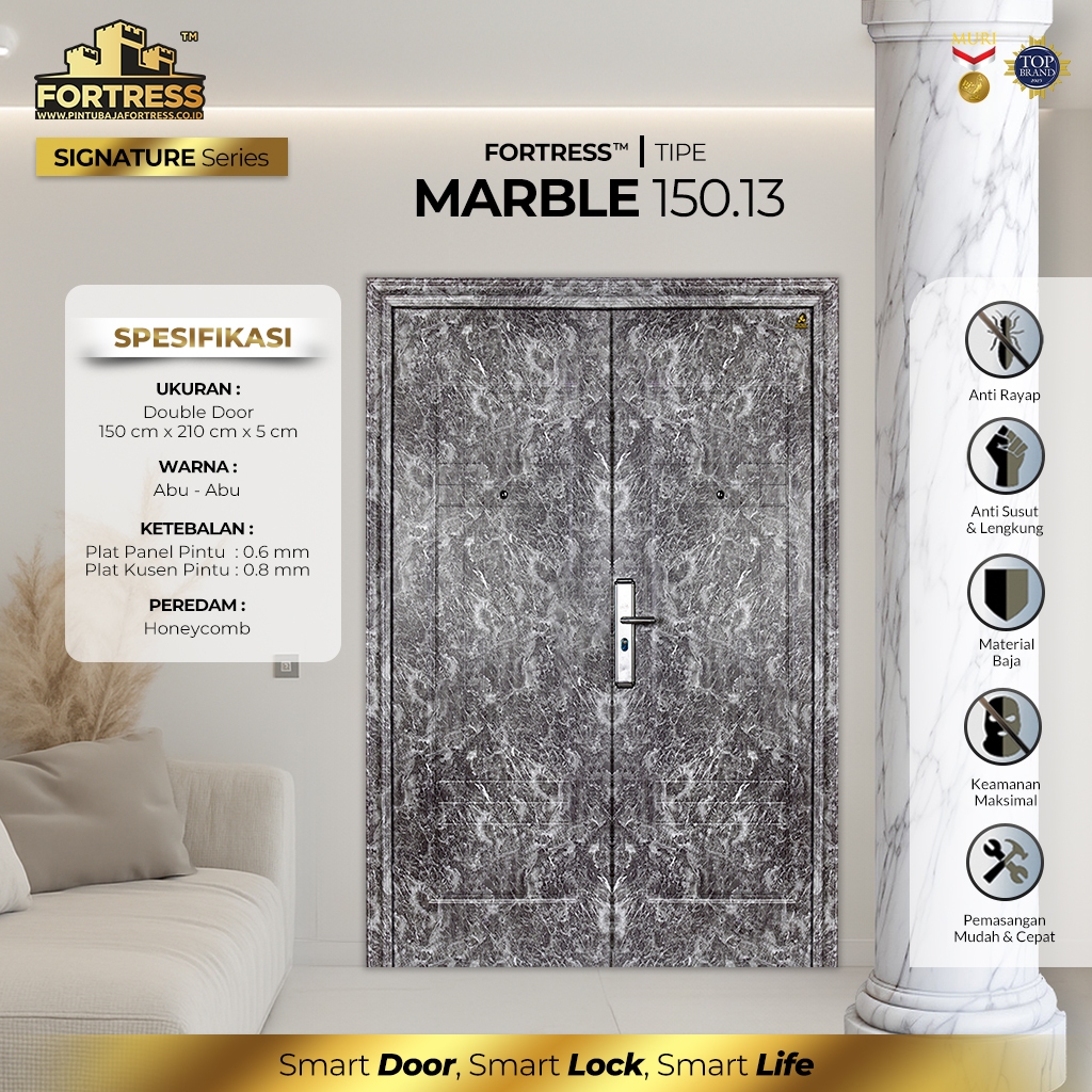 PINTU BAJA FORTRESS TYPE MARBLE 150 PINTU RUMAH FULL SET