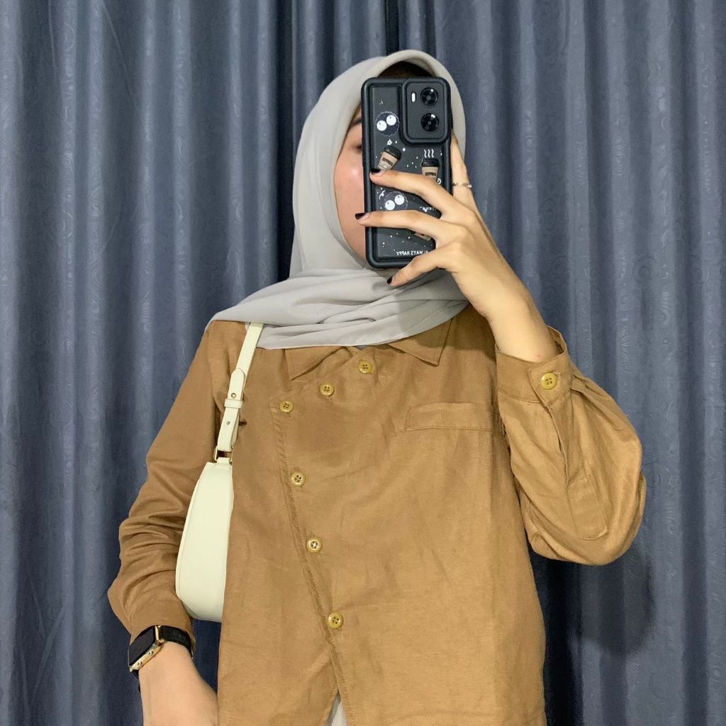 Kemeja Crop Linen/Kemeja Linen Korean Style/Cozie Top Kemeja Crop Linen