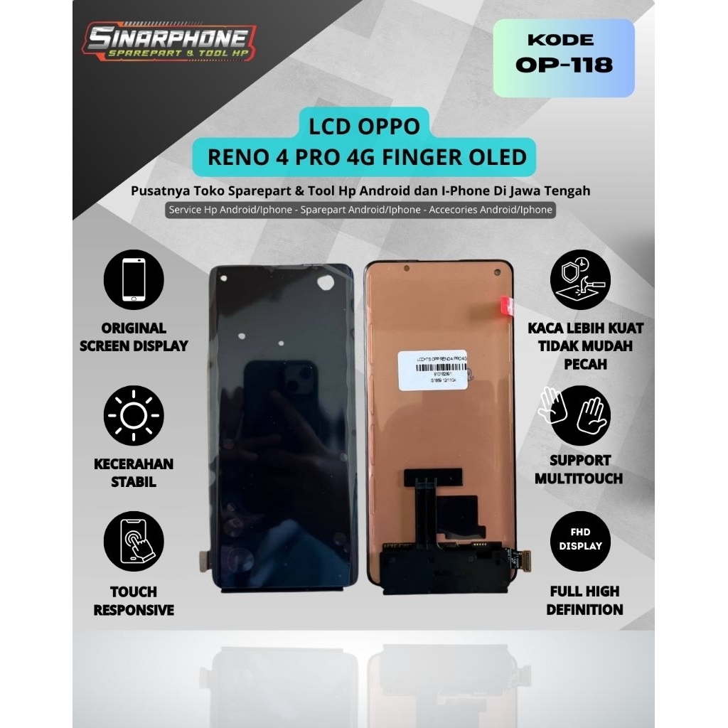 LCD OPPO RENO 4 PRO OLED BISA FINGERPRINT KUALITAS ORIGINAL