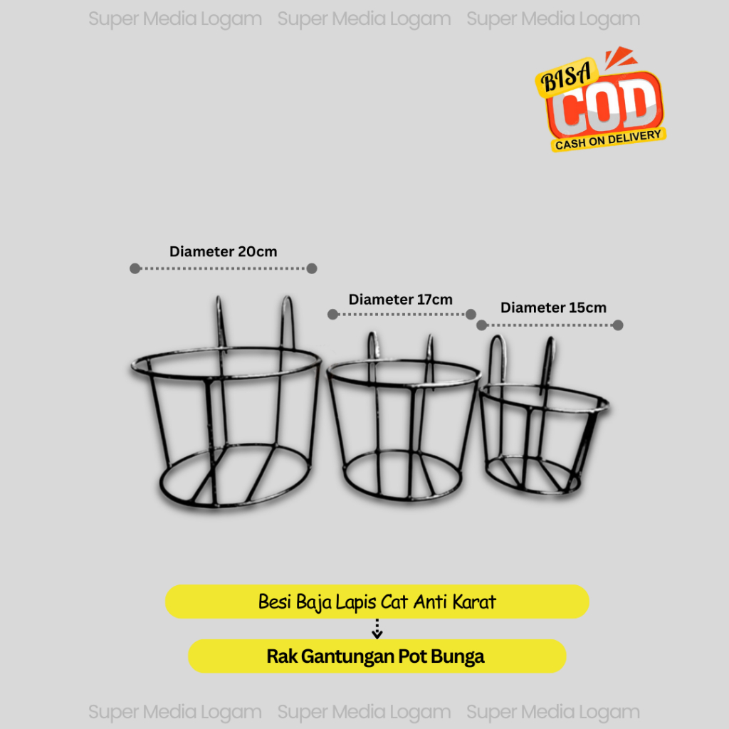 Rak Bunga Balkon Besi - Rak Pot Tanaman Gantung Minimalis untuk Dekorasi Rumah & Taman