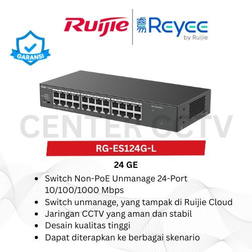 RG-ES124G-L Ruijie, 24-Port 10/100/1000 Mbps Unmanaged Non-PoE Switch