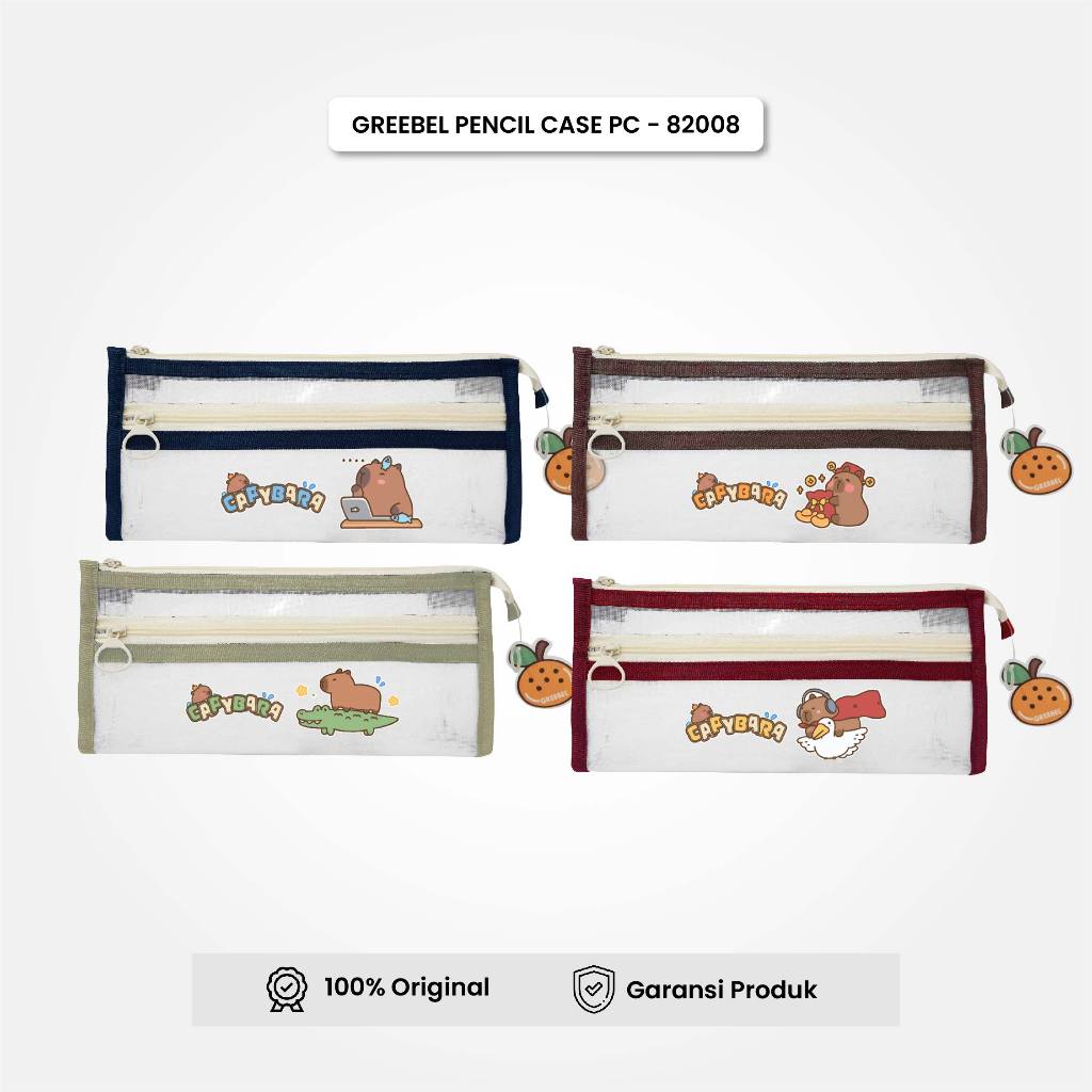 

Greebel Tempat Pensil Capybara | PENCIL BAG PB-82008 (PCS) Mesh Zipper Pencil Case Tempat Alat Tulis Jaring