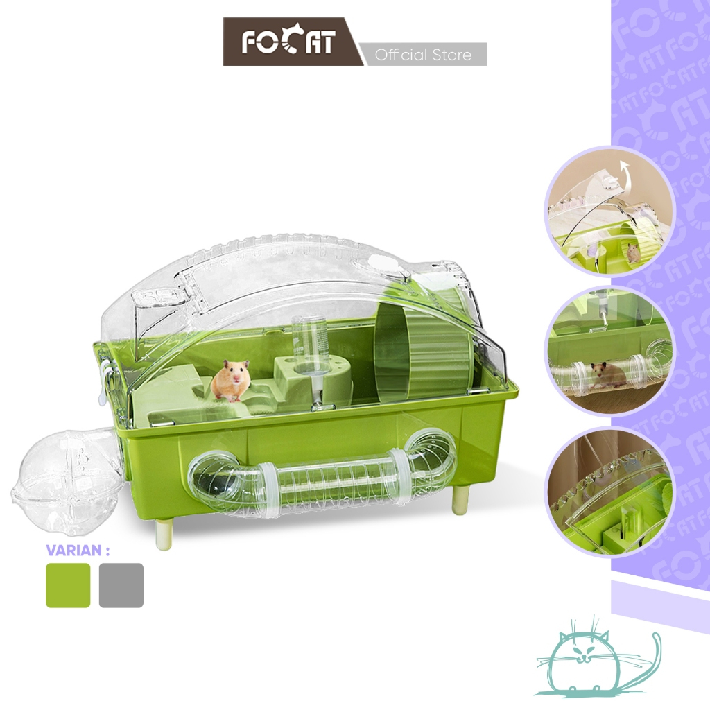 FOCAT Kandang Hamster Transparan Dengan Terowongan F26 Hamster Sugar Glider Cage/Kandang Portable